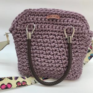 Bolso de crochet rosa palo